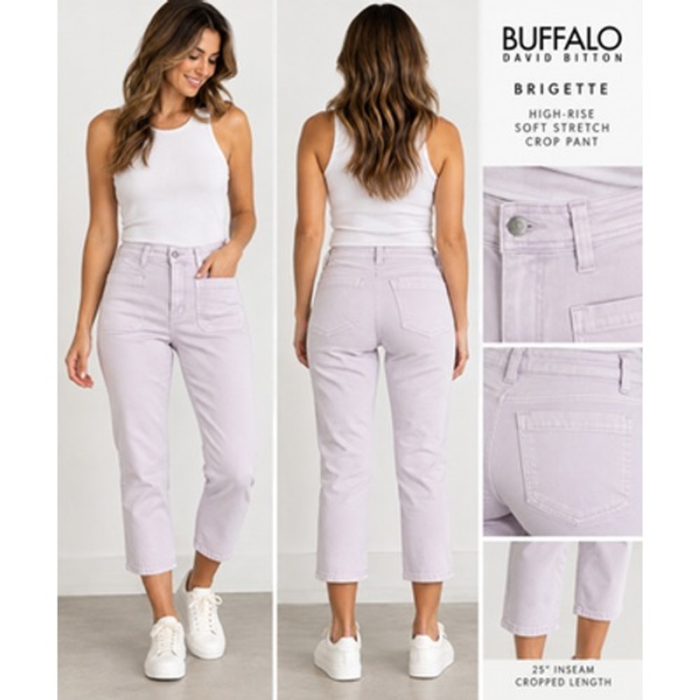 Buffalo David Bitton Brigette Pants Womens 4/27 Light Purple High Rise Crop NWT